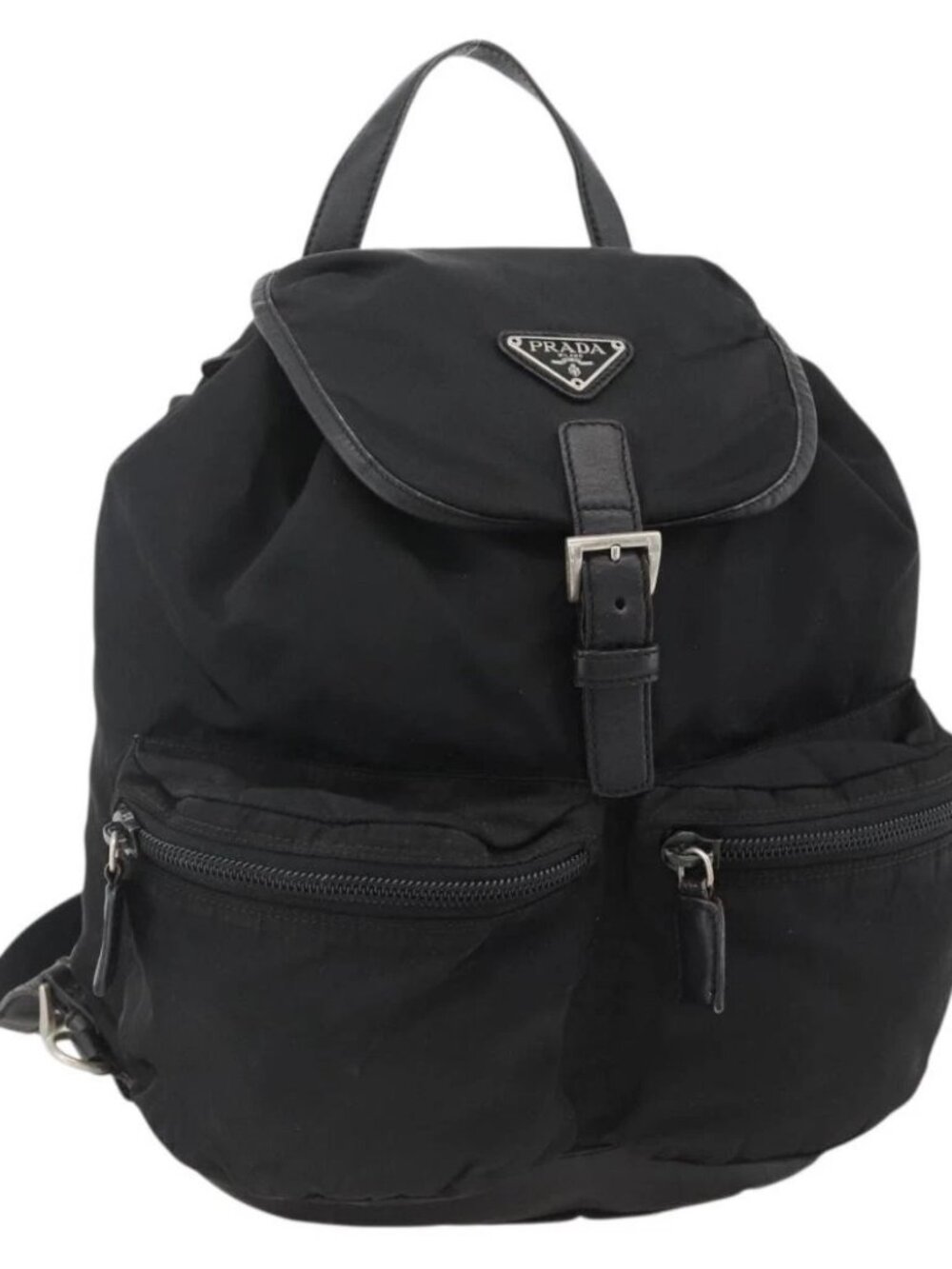 PRADA Backpack Nylon Black Silver Auth YKZ1112